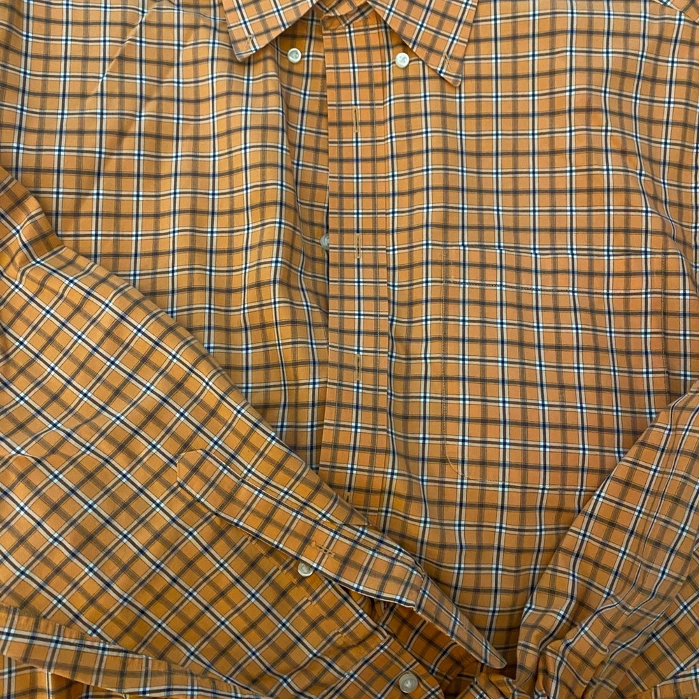 Joseph A. Banks orange plaid dress shirt